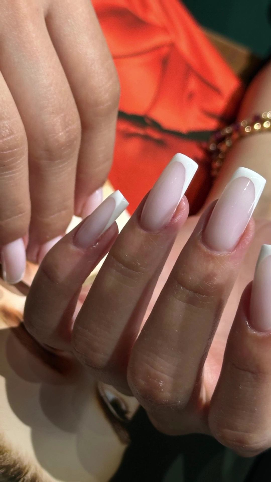 Classic white French manicure