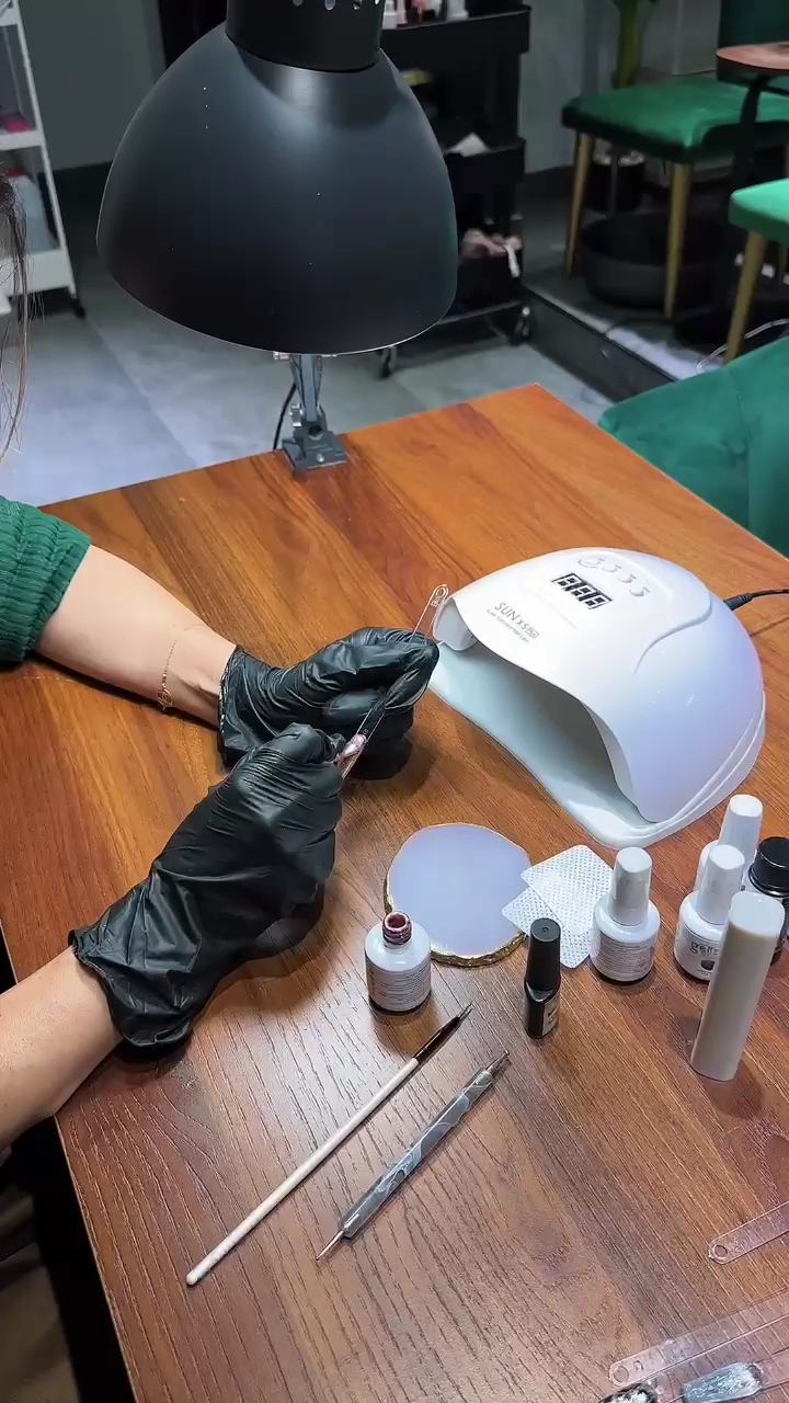Nail station with gel lamp at The Elenas